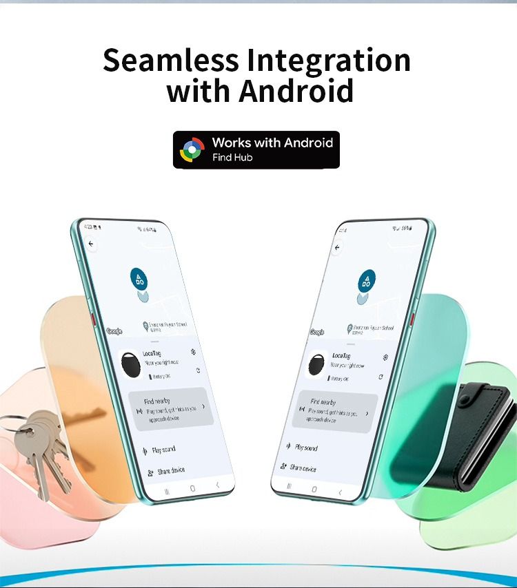 Smart Tag for Android Luggage Tracker Tags Works with Google Find My Device App, Bluetooth Tracker Key Finder and Item Locator for Luggage, Backpack, Suitcases, Replaceable Battery(4pack)