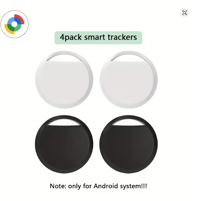 Smart Tag for Android Luggage Tracker Tags Works with Google Find My Device App, Bluetooth Tracker Key Finder and Item Locator for Luggage, Backpack, Suitcases, Replaceable Battery(4pack)