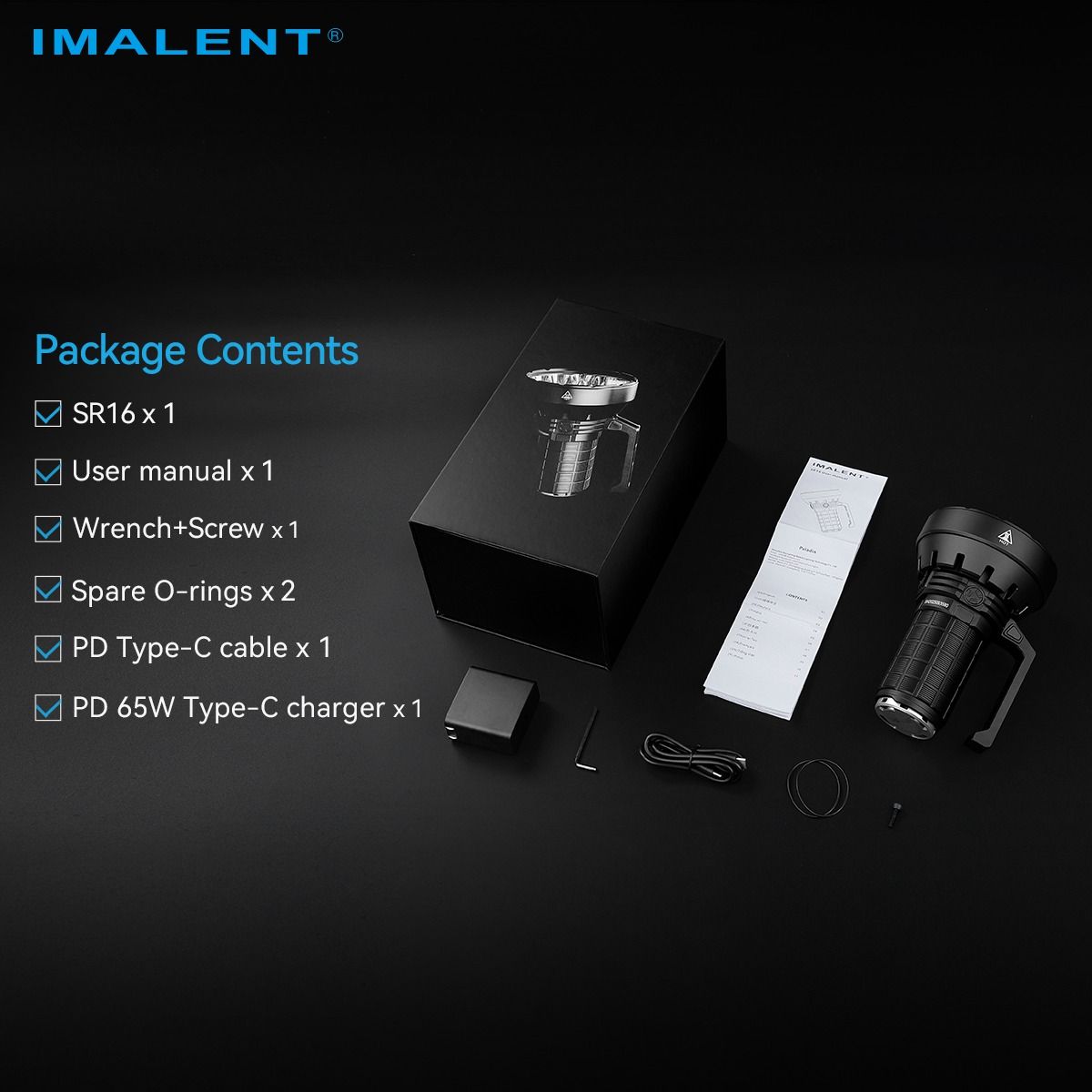 IMALENT SR16 Torcia LED Ultra Potente 55000 Lumen, Fascio Lungo 1715m. Ideale per Outdoor!