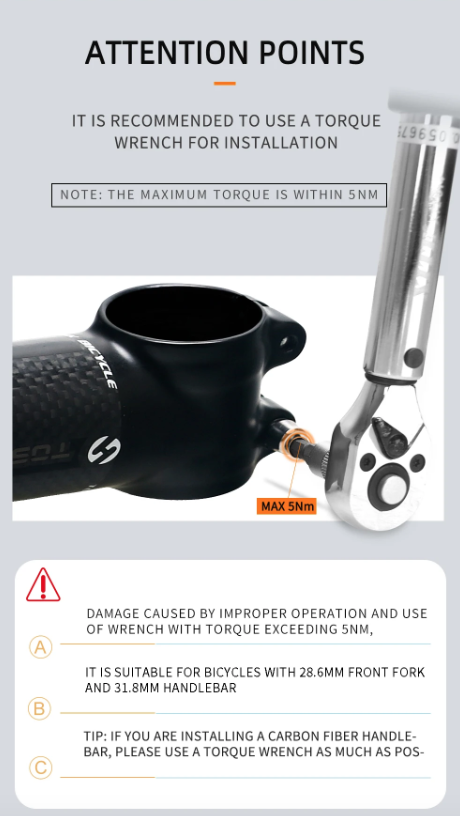 TOSEEK Attacco Manubrio MTB 28.6mm Angolo Regolabile Leggero in Alluminio e Carbonio per Appassionati di Ciclismo