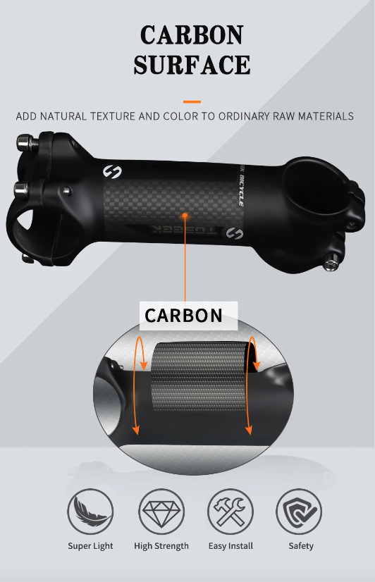 TOSEEK Attacco Manubrio MTB 28.6mm Angolo Regolabile Leggero in Alluminio e Carbonio per Appassionati di Ciclismo