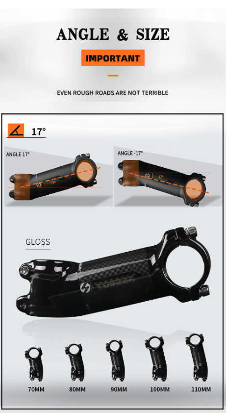 TOSEEK Attacco Manubrio MTB 28.6mm Angolo Regolabile Leggero in Alluminio e Carbonio per Appassionati di Ciclismo