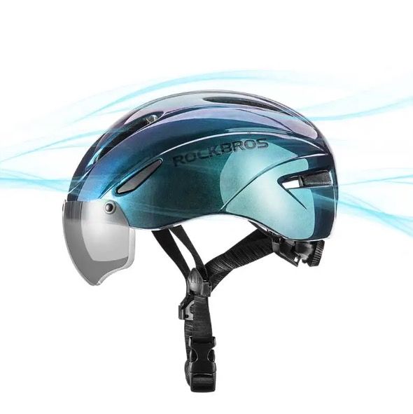 ROCKBROS Casco da Bicicletta Design Ultraleggero con Luce LED Integrata Occhiali Magnetici Comodo e Sicuro