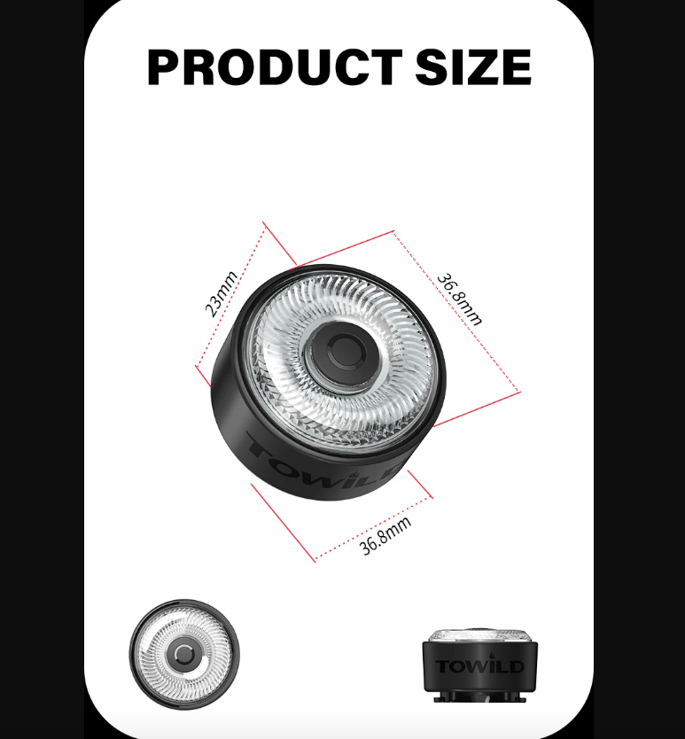 TOWILD TL03Pro Luce Posteriore Bicicletta LED con Sensore di Frenata Intelligente e Flash a Sette Colori Plastica ABS Resistente per Sicurezza e Visibilità Massima