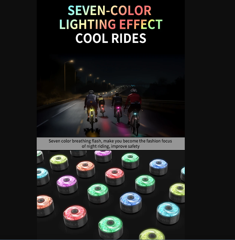 TOWILD TL03Pro Luce Posteriore Bicicletta LED con Sensore di Frenata Intelligente e Flash a Sette Colori Plastica ABS Resistente per Sicurezza e Visibilità Massima