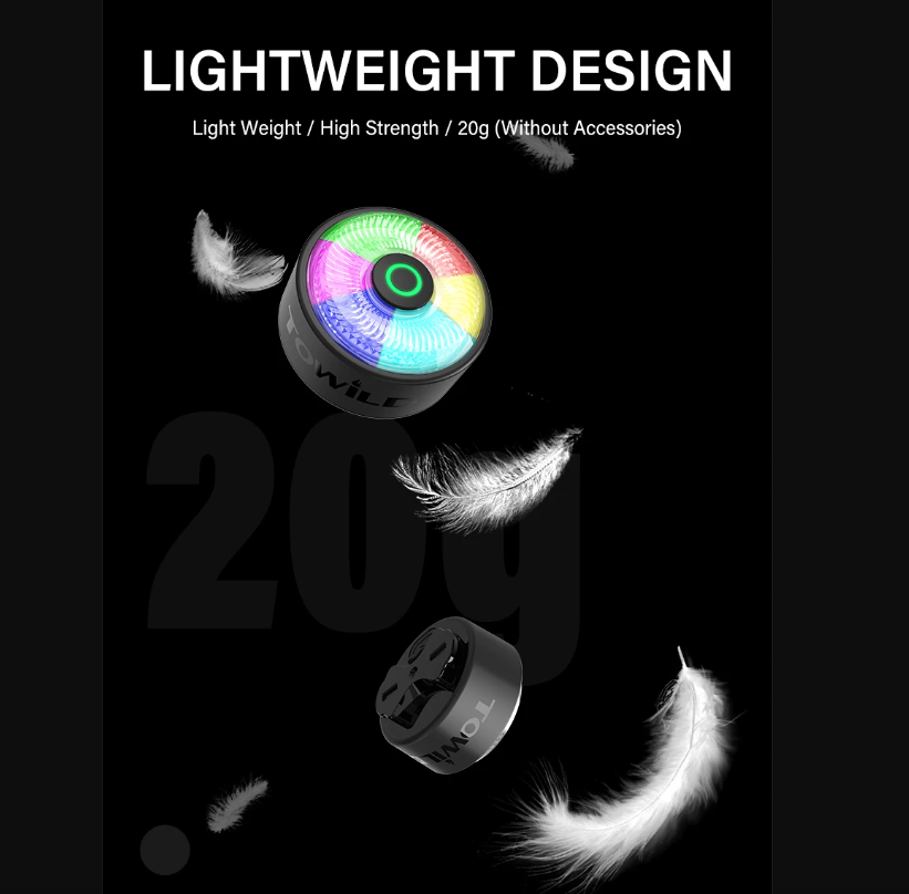 TOWILD TL03Pro Luce Posteriore Bicicletta LED con Sensore di Frenata Intelligente e Flash a Sette Colori Plastica ABS Resistente per Sicurezza e Visibilità Massima