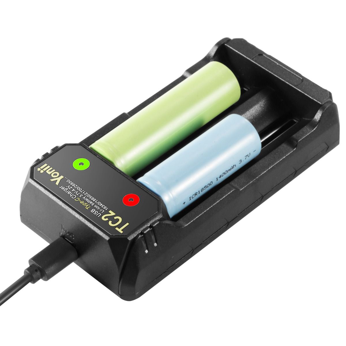 Caricabatterie TC2 USB Type-C compatto e ricarica rapida per batterie agli ioni di litio 18650 21700 dual charging ports per gestione efficiente e soluzioni di alimentazione universali