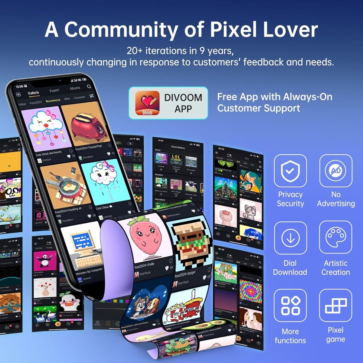 Divoom Times Gate | Sveglia Digitale Cyberpunk Pixel Art | Dashboard Finanziario Bitcoin | Setup Gaming/Ufficio