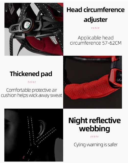 ROCKBROS Casco da Ciclismo Leggero Ultraleggero con Illuminazione di Sicurezza Integrata e Ricarica USB per Comfort