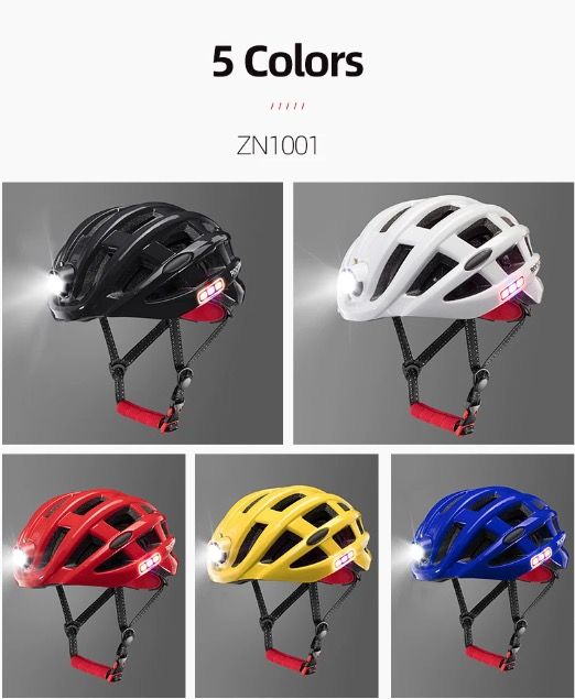 ROCKBROS Casco da Ciclismo Leggero Ultraleggero con Illuminazione di Sicurezza Integrata e Ricarica USB per Comfort