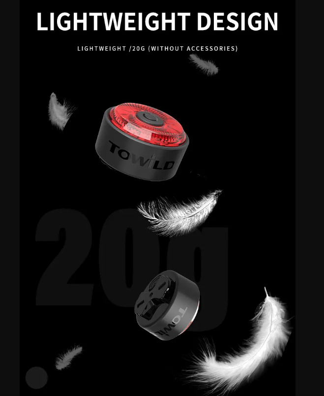 Scopri TOWILD TL03 luce freno intelligente per bicicletta con sensore ambientale design in lega di alluminio cinque modalità di lampeggio per massima sicurezza e visibilità in bici