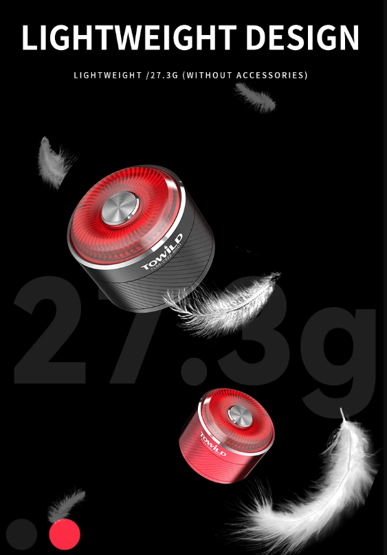 TOWILD TL05 Luce Posteriore con Rilevamento Automatico della Frenata Intelligente, Impermeabile IPX6, Luce di Sicurezza per Bicicletta con Batteria da 100 Ore