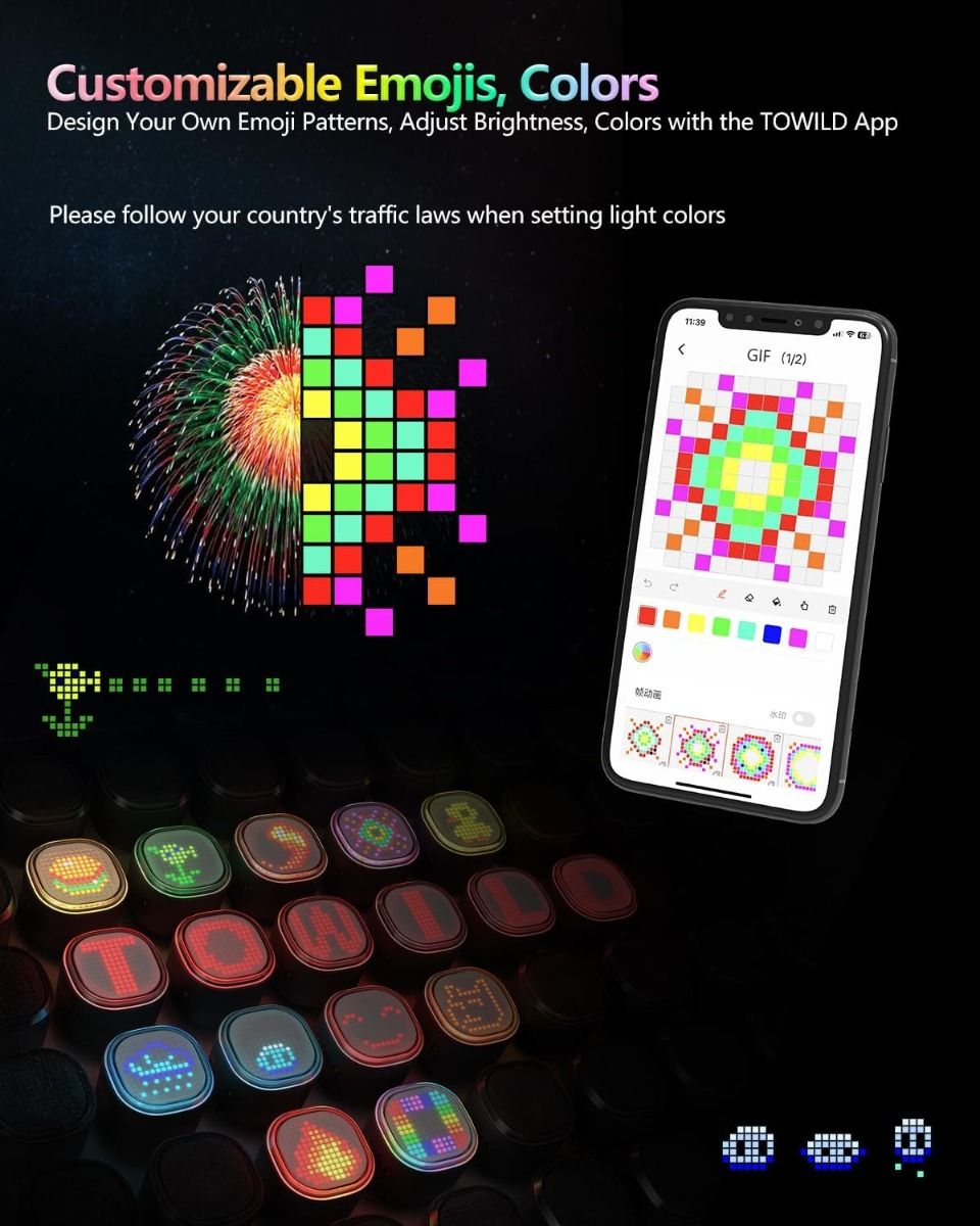 TOWILD TL08 Fanale Posteriore Bici Intelligente, Luce Personalizzabile Display Sensore Freno, USB-C IPX6, Alta Visibilità Ciclismo Sicuro