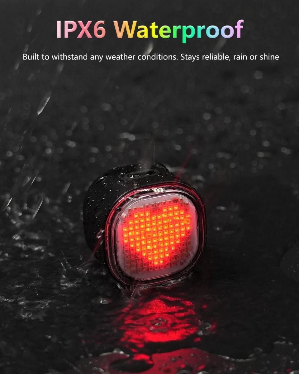 TOWILD TL08 Fanale Posteriore Bici Intelligente, Luce Personalizzabile Display Sensore Freno, USB-C IPX6, Alta Visibilità Ciclismo Sicuro