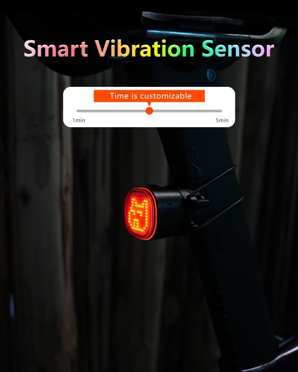 TOWILD TL08 Fanale Posteriore Bici Intelligente, Luce Personalizzabile Display Sensore Freno, USB-C IPX6, Alta Visibilità Ciclismo Sicuro