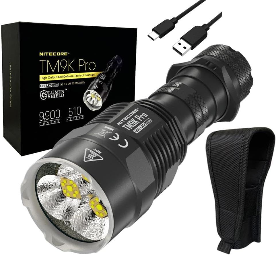 Nitecore TM9K PRO 9900 Lumen Torcia Ricaricabile Resistente con USB-C e Fascio da 510 m per Avventure all'Aperto