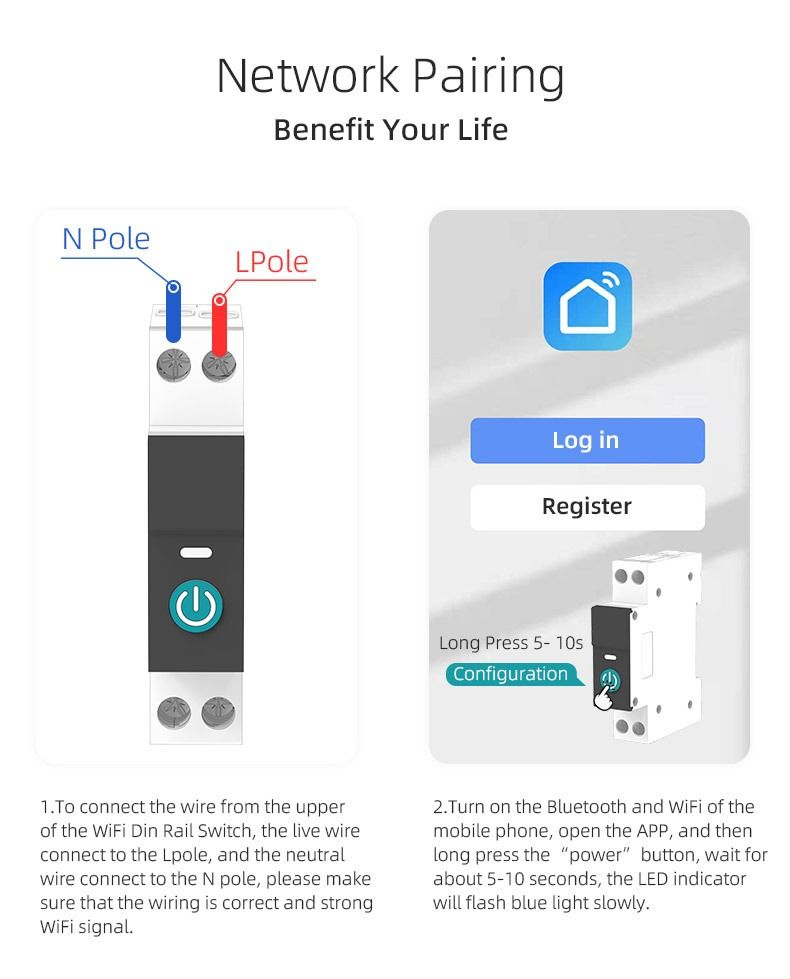 Interruttore automatico intelligente TUYA WIFI per Smart Home con controllo remoto wireless tramite APP TONGOU