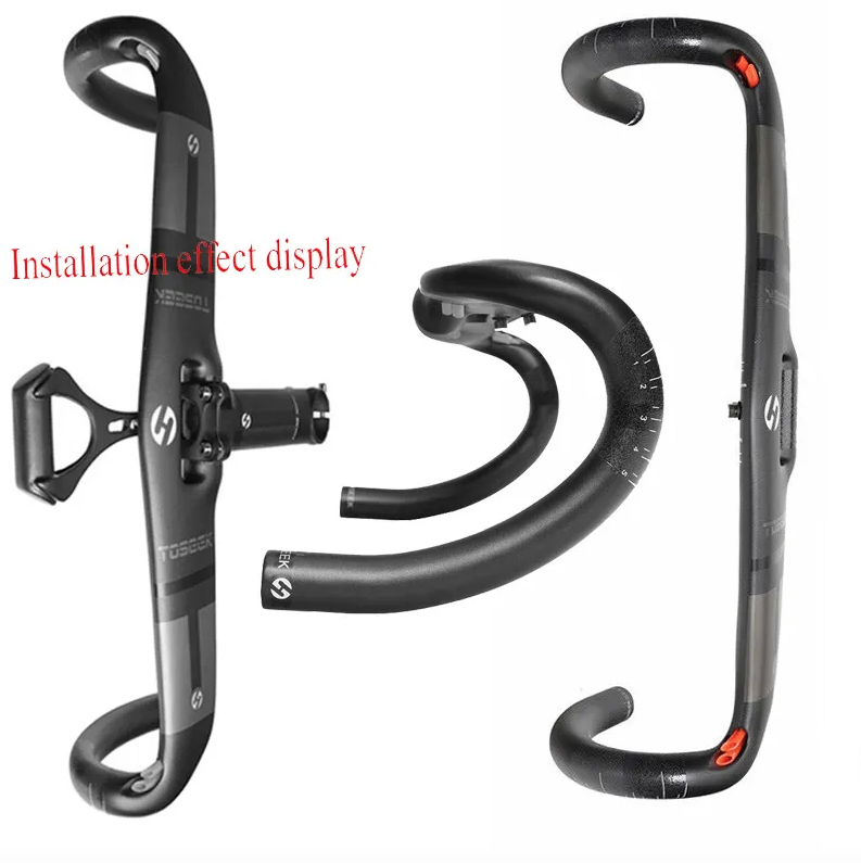 TOSEEK Manubrio da strada in carbonio integrale 31,8 mm, leggero e aerodinamico con lunghezze personalizzabili