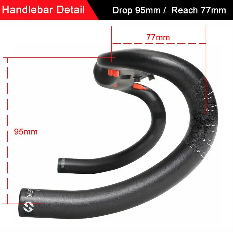 TOSEEK Manubrio da strada in carbonio integrale 31,8 mm, leggero e aerodinamico con lunghezze personalizzabili