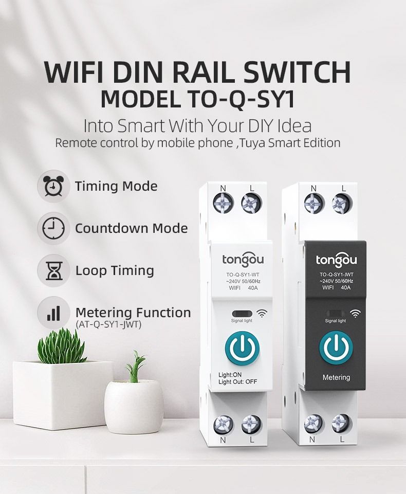 Interruttore automatico intelligente TUYA WIFI per Smart Home con controllo remoto wireless tramite APP TONGOU