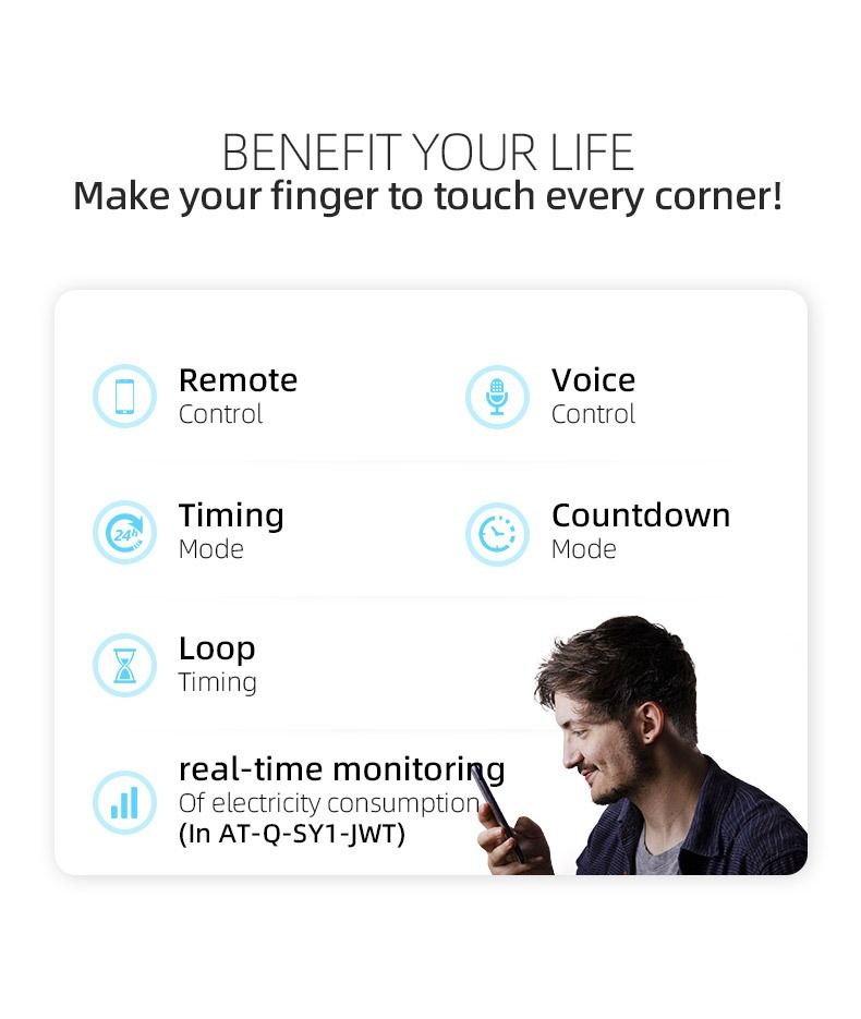 Interruttore automatico intelligente TUYA WIFI per Smart Home con controllo remoto wireless tramite APP TONGOU