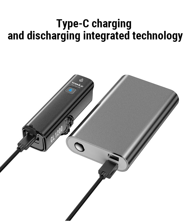 TOWILD CL1200 1200LM Luce per Bicicletta Ricaricabile USB Faro Anteriore con Telecomando Wireless per la Sicurezza Notturna in Bicicletta