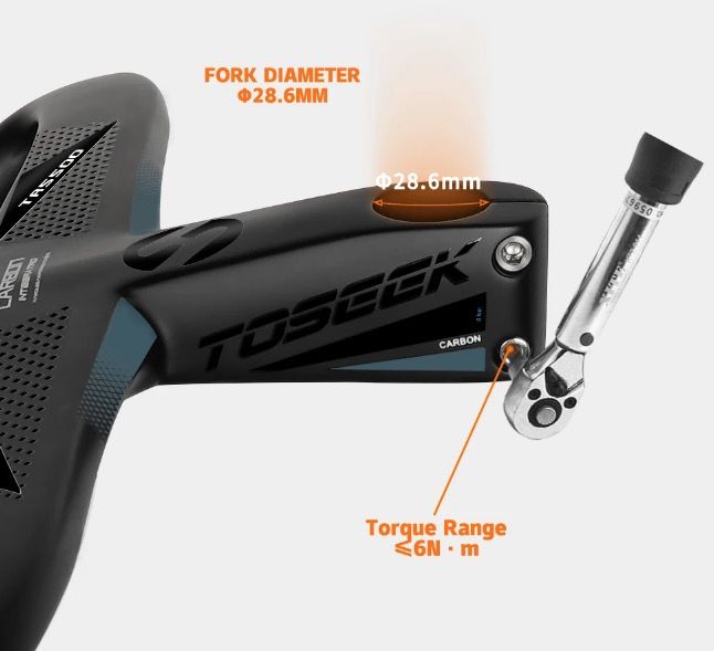 TOSEEK TR5500 attacco manubrio bici da strada design aerodinamico in fibra di carbonio ultra leggero finitura nero opaco parti ciclismo premium per prestazioni robuste su strada