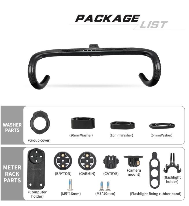 TOSEEK TR5500 attacco manubrio bici da strada design aerodinamico in fibra di carbonio ultra leggero finitura nero opaco parti ciclismo premium per prestazioni robuste su strada