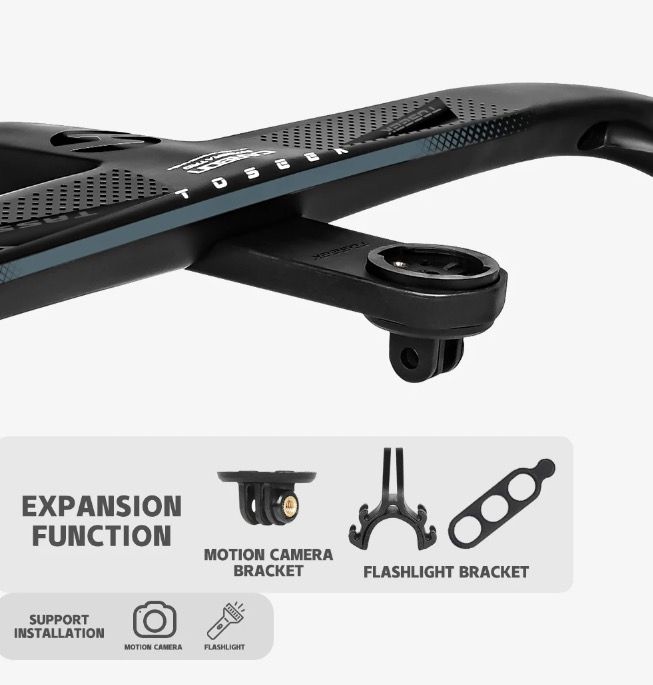 TOSEEK TR5500 attacco manubrio bici da strada design aerodinamico in fibra di carbonio ultra leggero finitura nero opaco parti ciclismo premium per prestazioni robuste su strada