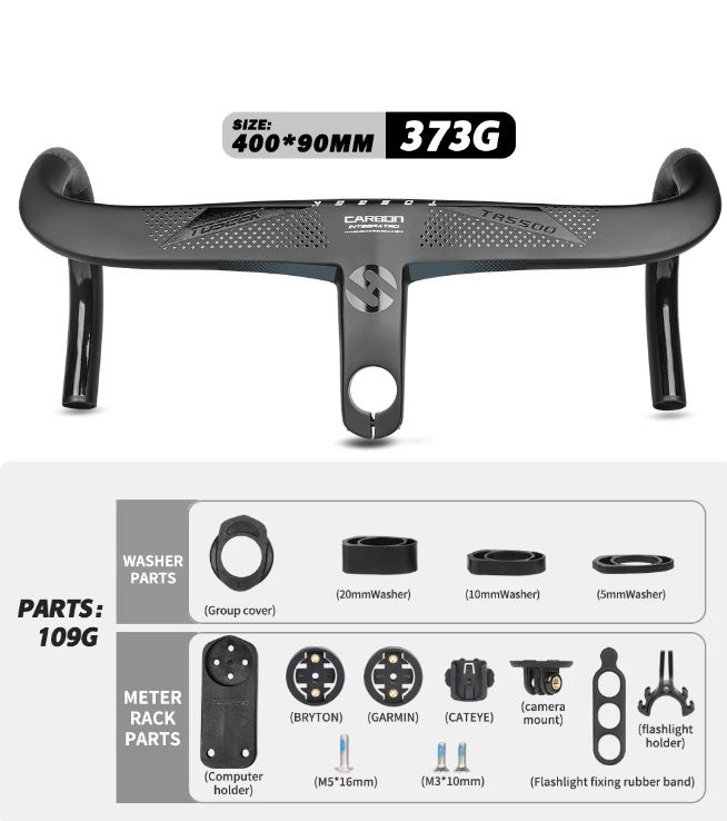 TOSEEK TR5500 attacco manubrio bici da strada design aerodinamico in fibra di carbonio ultra leggero finitura nero opaco parti ciclismo premium per prestazioni robuste su strada