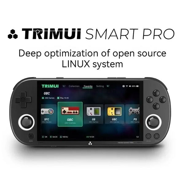 Trimui Smart Pro Console per videogiochi portatile vintage - Display IPS HD da 4.96 pollici - Gioco portatile - Batteria a lunga durata