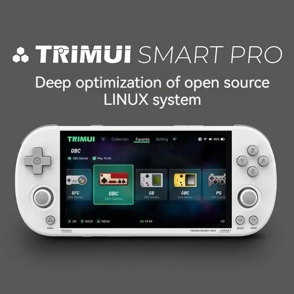 Trimui Smart Pro Console per videogiochi portatile vintage - Display IPS HD da 4.96 pollici - Gioco portatile - Batteria a lunga durata