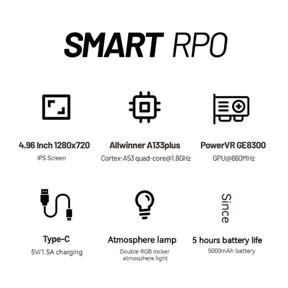 Trimui Smart Pro Console per videogiochi portatile vintage - Display IPS HD da 4.96 pollici - Gioco portatile - Batteria a lunga durata