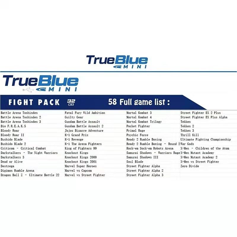 True Blue Mini Crackhead Pack 32G or 64G USB for PS ONE MINI Plug and Play Classic Gaming Nostalgia