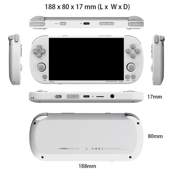 Trimui Smart Pro Console per videogiochi portatile vintage - Display IPS HD da 4.96 pollici - Gioco portatile - Batteria a lunga durata