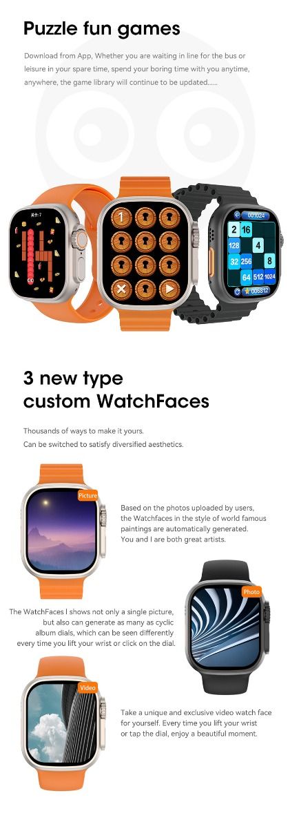 49mm Orologio Smart Ultra 9 Chiamata Bluetooth NFC Bussola GPS Tracciamento Percorso IP68 Smartwatch