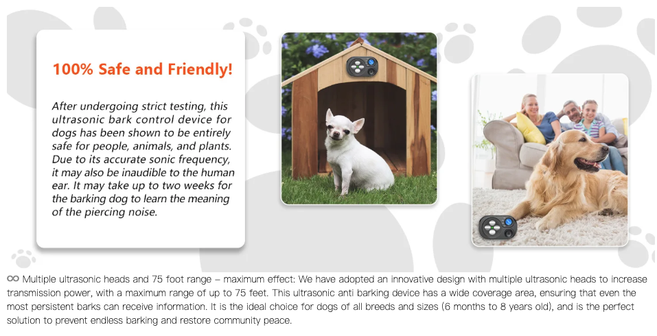 Dispositivo Anti Abbaio per Cani, Addestramento Anti Abbaio con Ultrasuoni, Dispositivo di Azionamento del Cane