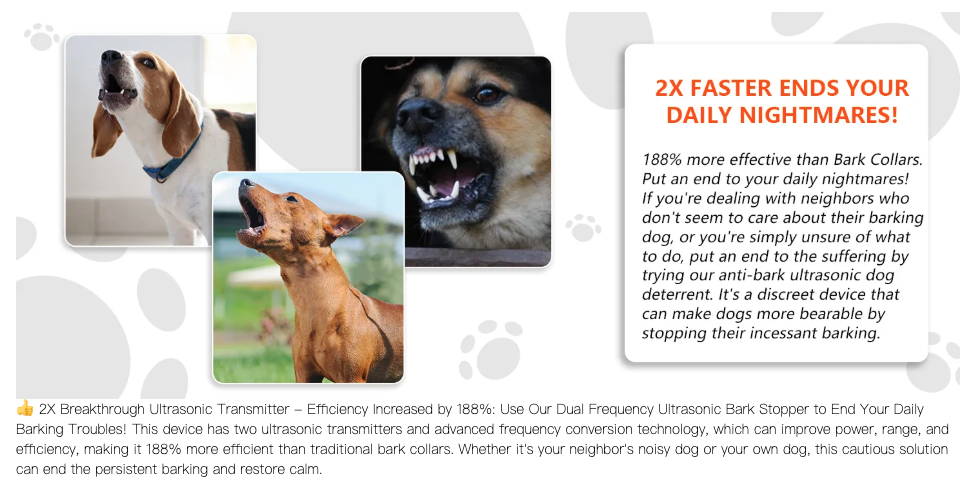Dispositivo Anti Abbaio per Cani, Addestramento Anti Abbaio con Ultrasuoni, Dispositivo di Azionamento del Cane