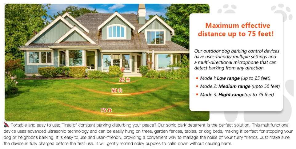 Dispositivo Anti Abbaio per Cani, Addestramento Anti Abbaio con Ultrasuoni, Dispositivo di Azionamento del Cane