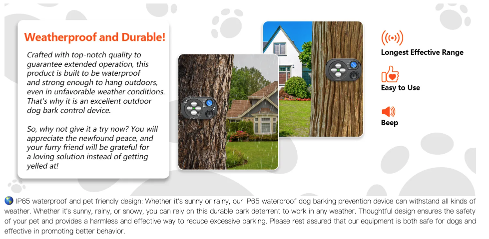 Dispositivo Anti Abbaio per Cani, Addestramento Anti Abbaio con Ultrasuoni, Dispositivo di Azionamento del Cane