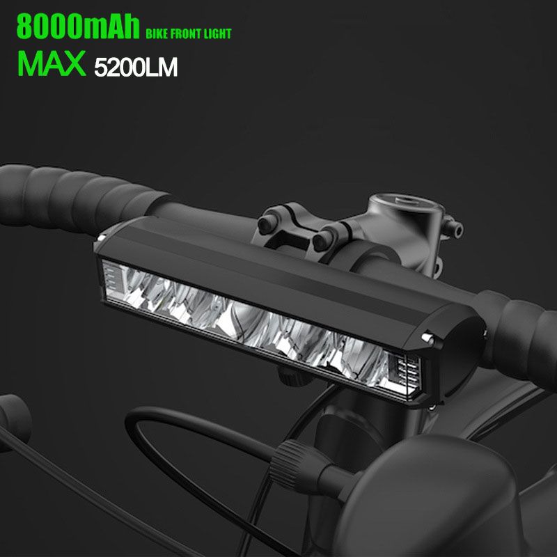 Luce anteriore LED per bicicletta, 5200 lumen, ricarica USB, torcia impermeabile e durevole, attrezzatura di sicurezza per ciclismo MTB