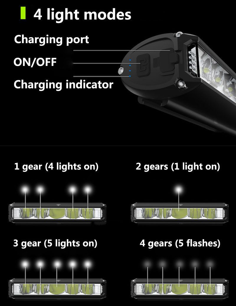 Luce anteriore LED per bicicletta, 5200 lumen, ricarica USB, torcia impermeabile e durevole, attrezzatura di sicurezza per ciclismo MTB