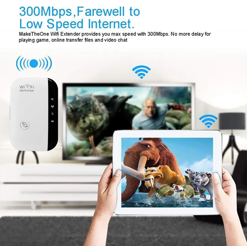WiFi Ripetitore Wireless Segnale Amplificatore WiFi Extender Rete Migliora Casa Router Attraverso il Muro Camera da Letto