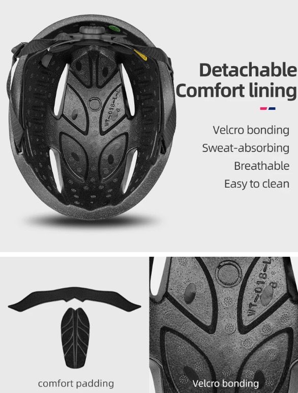 ROCKBROS Casco da Bicicletta Design Ultraleggero con Luce LED Integrata Occhiali Magnetici Comodo e Sicuro