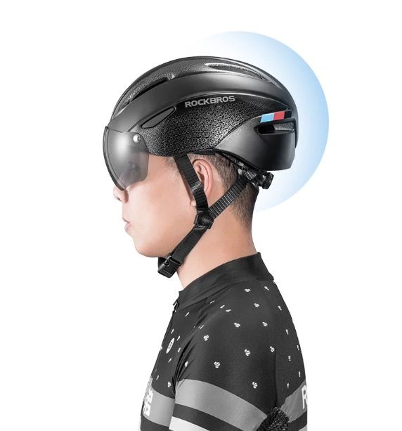 ROCKBROS Casco da Bicicletta Design Ultraleggero con Luce LED Integrata Occhiali Magnetici Comodo e Sicuro