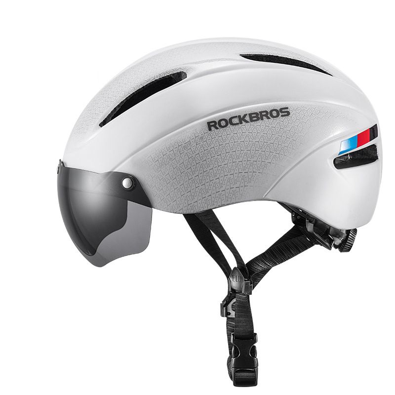 ROCKBROS Casco da Bicicletta Design Ultraleggero con Luce LED Integrata Occhiali Magnetici Comodo e Sicuro
