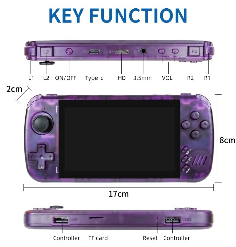 POWKIDDY X39pro Console Portatile per Videogiochi 4.3 Pollici IPS Retro Gaming con Supporto PS1 e Uscita HD