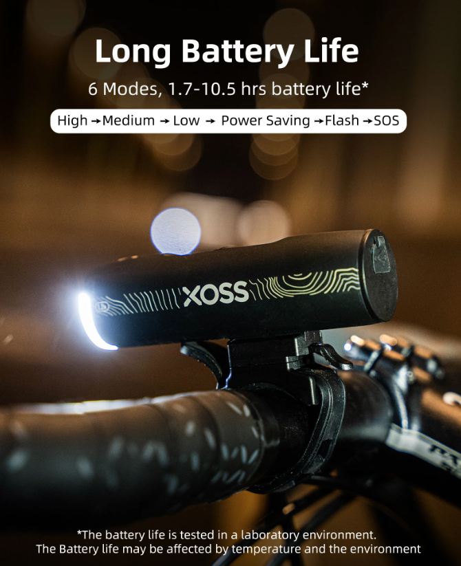 Faretto Bici XOSS XL-1200 Luce Bicicletta 1200 Lumen Lampada Frontale Ricaricabile Accessorio Ciclistico Impermeabile Ricarica Type-C Perfetto per Visibilità e Sicurezza Notturne