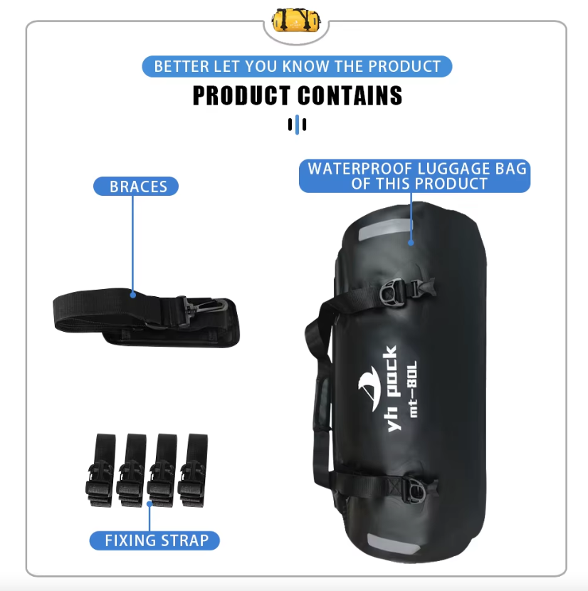 Borsa per moto impermeabile, borsa portapacchi posteriore per MTB, portabagagli da viaggio, sella portatile, accessorio per ciclismo 40L/80L