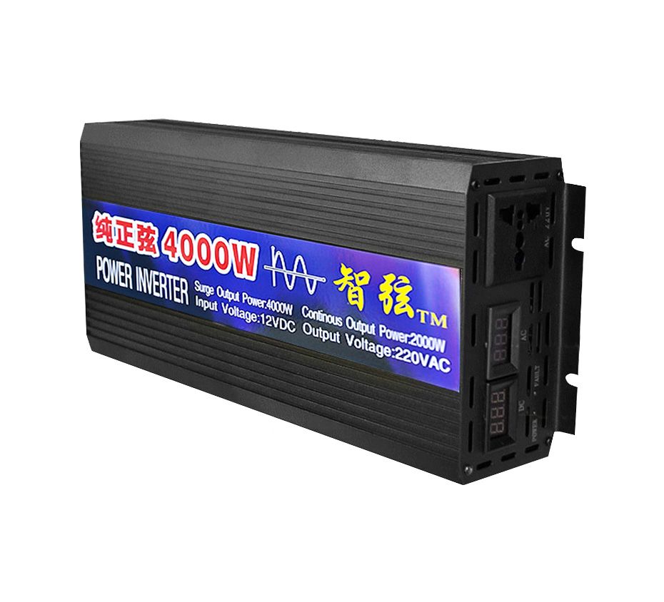 Inverter a Onda Sinusoidale Pura 2000W 3000W 4000W per Auto e Solare con Display a LED Convertitore di Tensione da DC a AC Energia di Alta Qualità per Dispositivi Sensibili e Tensione Regolabile